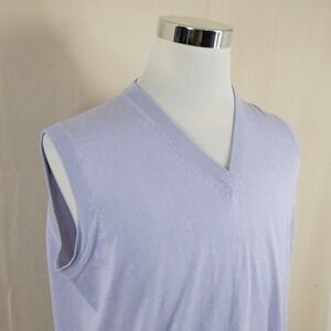 Tom James Large Silk Cashmere Blend Sweater Vest Lavender V-Neck Luxury Mens